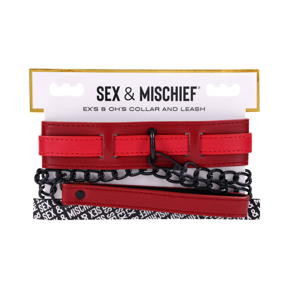Sportsheets - Sportsheets Sex & Mischief Ex''s & Oh''s Collar and Leash - Bondage & Fetish Toys - Polyurethane