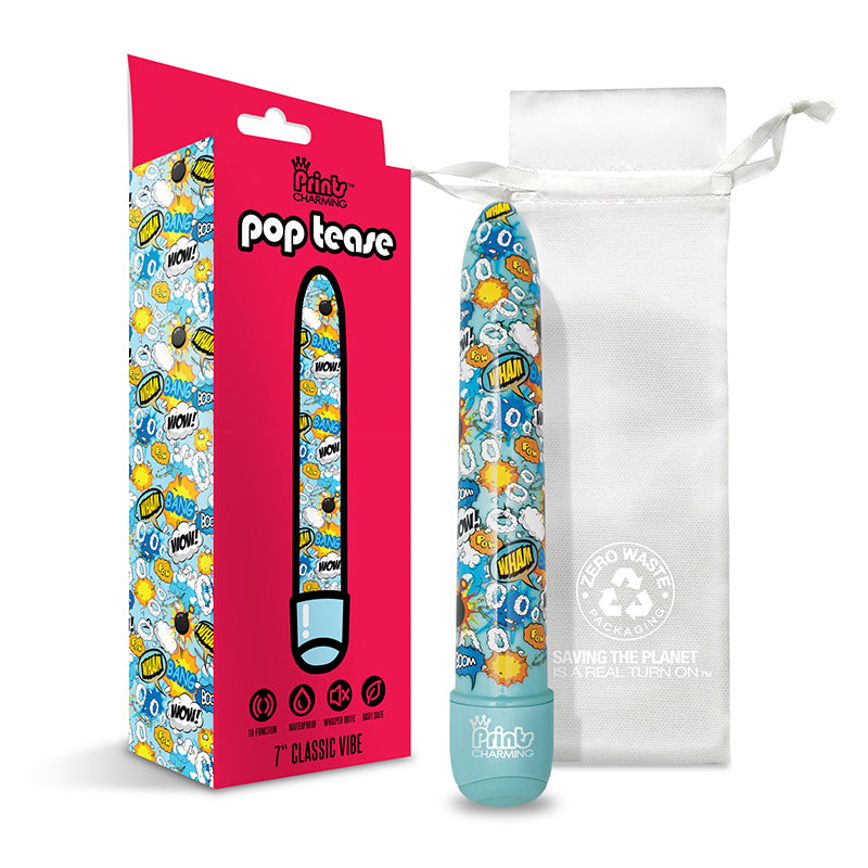 Global Novelties - Prints Charming Pop Tease 7" Classic Vibe - Bang - Blue - Vibrators - ABS