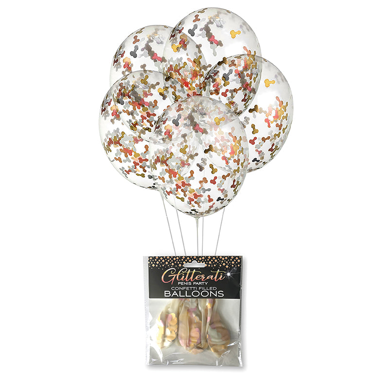 Little Genie - Glitterati Penis Party Confetti Filled Balloons 5-Pack - Novelties & Games