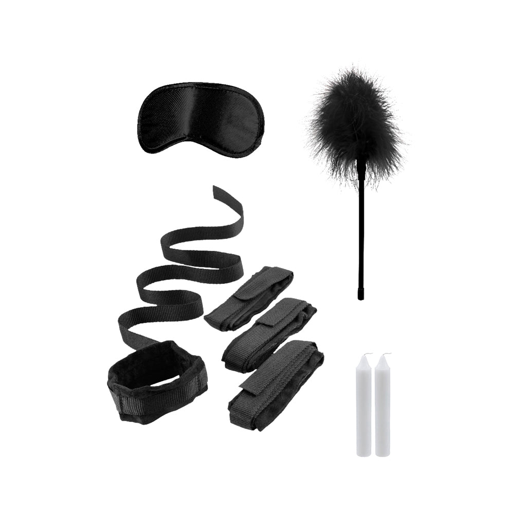 Shots - Ouch! Black & White Bed Bindings Restraint Kit Black - Bondage & Fetish Toys - Velcro