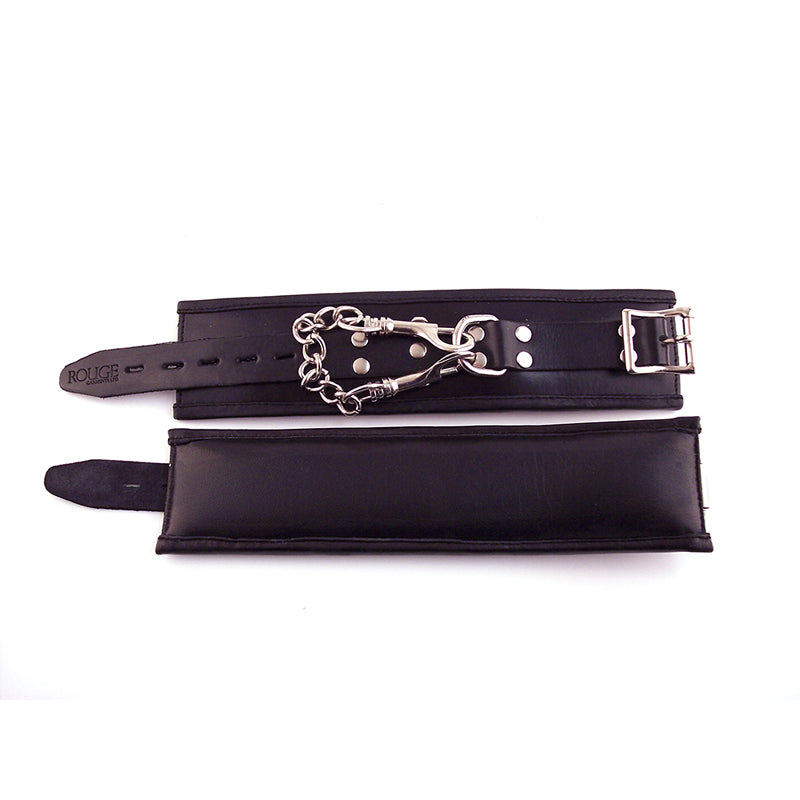 Rouge Garments - Rouge Wrist Cuffs, Padded Black - Bondage & Fetish Toys - Leather
