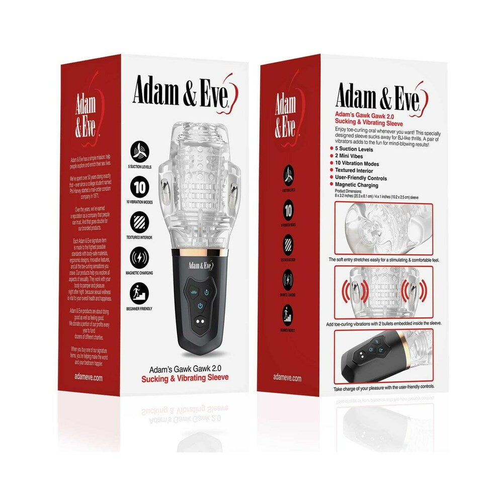 Adam & Eve - Adam & Eve Adam''s Gawk Gawk 2.0 Sucking & Vibrating Sleeve - Masturbation Aids for Males - TPE/TPR/Elastomers