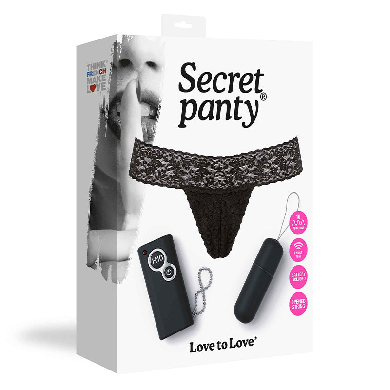 Lovely Planet - Love to Love Secret Panty Vibrating Panty Set Black - Vibrators - ABS