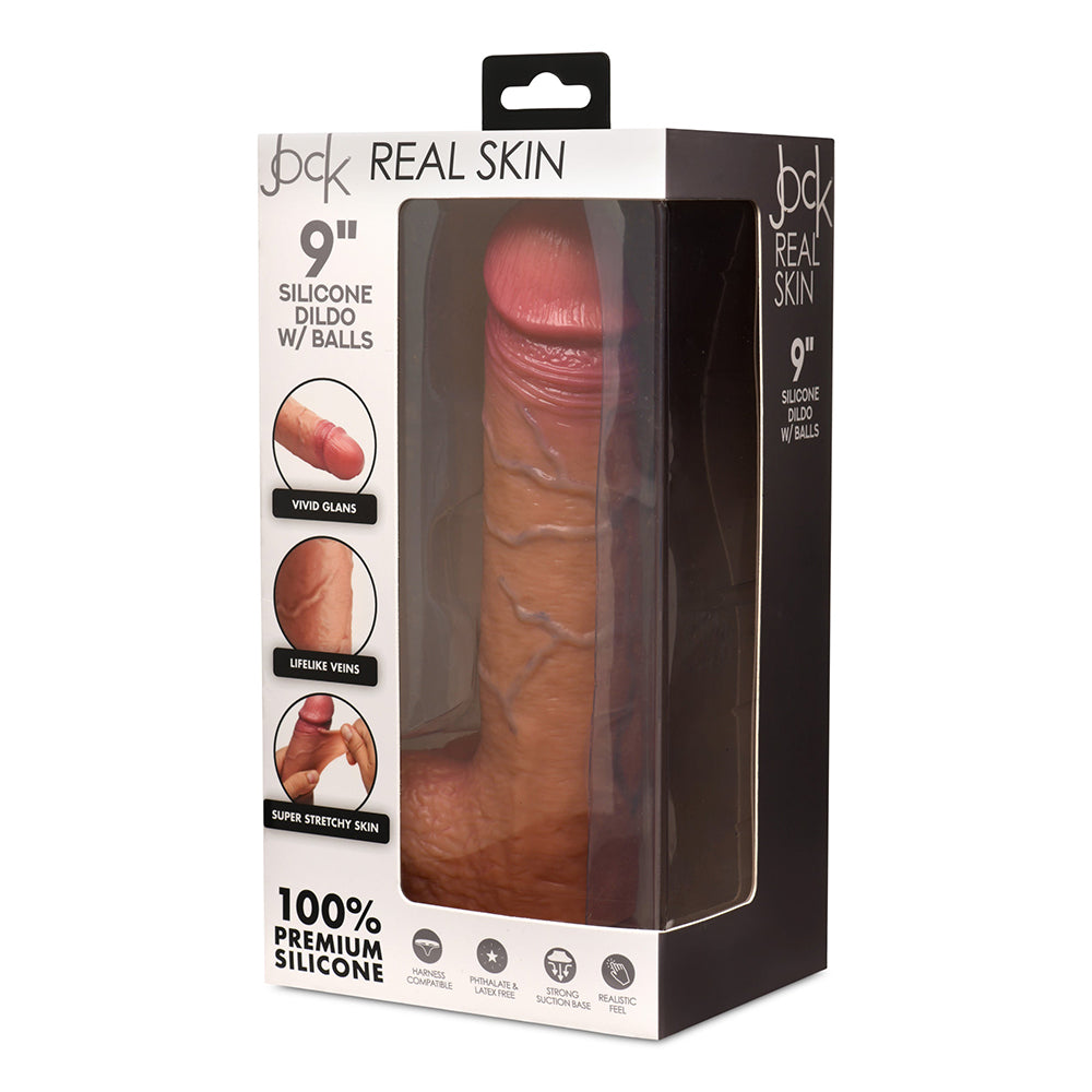 Curve Novelties - JOCK Real Skin 9 in. Silicone Dildo with Balls Medium - Dildos - Silicone