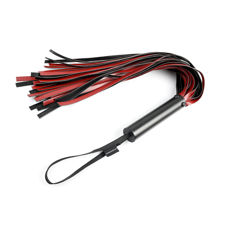 Sportsheets - Sportsheets Saffron Flogger Red/Black - Bondage & Fetish Toys - Faux Leather/Vegan Leather