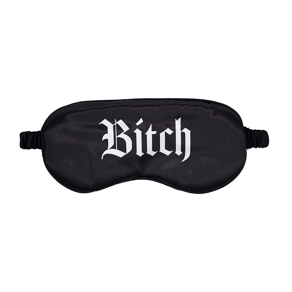 Shots - Ouch! Bitch Printed Mask Satin Black - Bondage & Fetish Toys