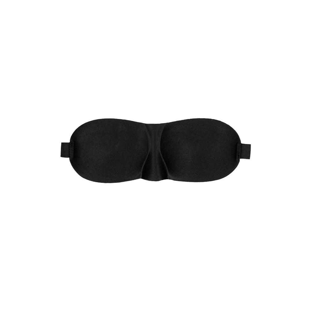 Shots - Ouch! Black & White Satin Curvy Eye Mask With Elastic Straps Blindfold Black - Bondage & Fetish Toys - Polyester
