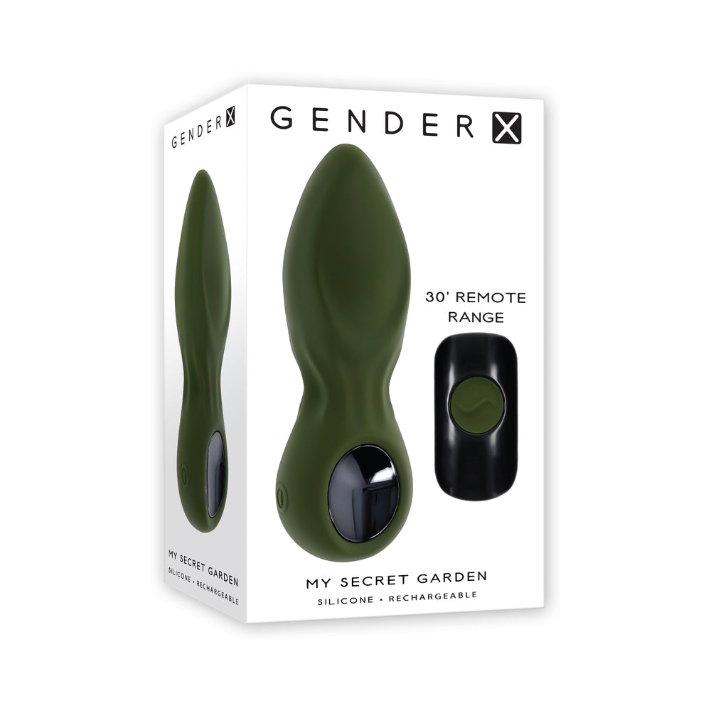 Gender X - Gender X My Secret Garden Rechargeable Vibrating Anal Plug with Remote Silicone Green - Anal Toys & Stimulators - Silicone