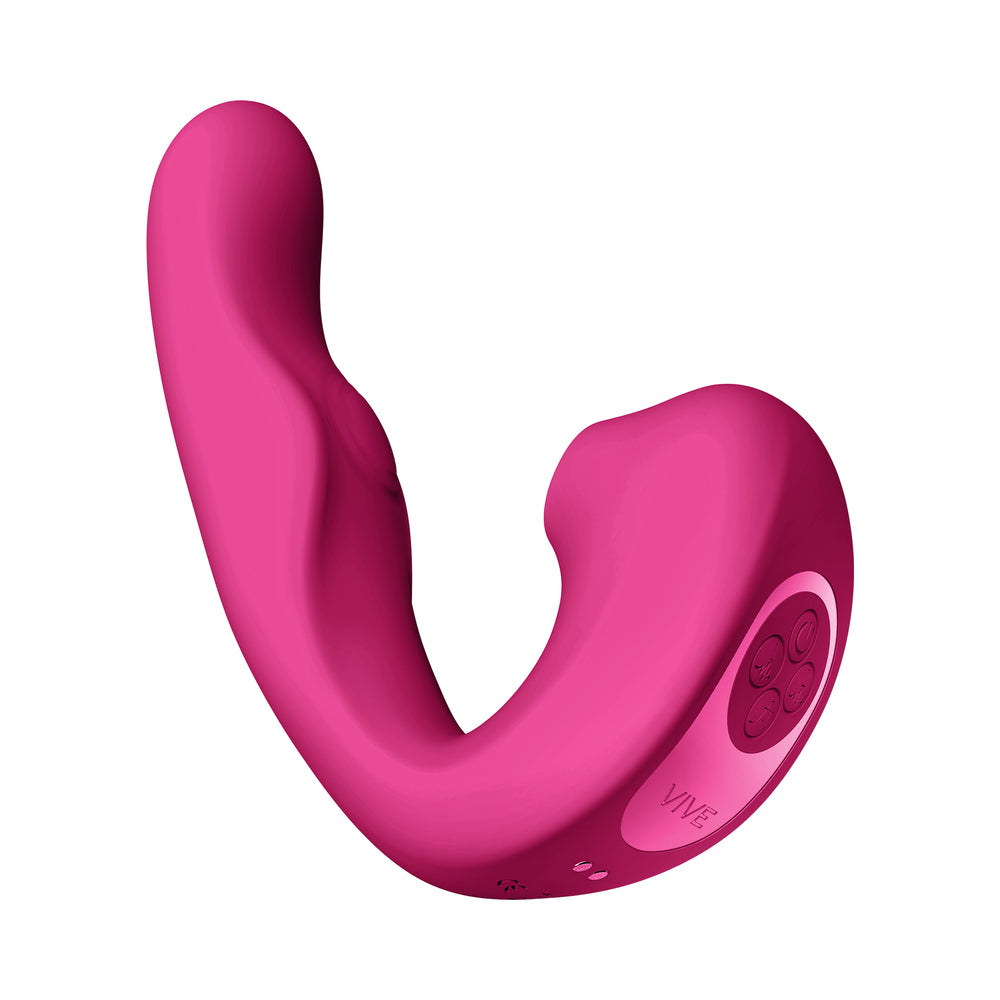 Shots - VIVE ZAKI Rechargeable Silicone Airwave Pulse Wave Vibrating G-Spot Vibrator Pink - Vibrators - Silicone