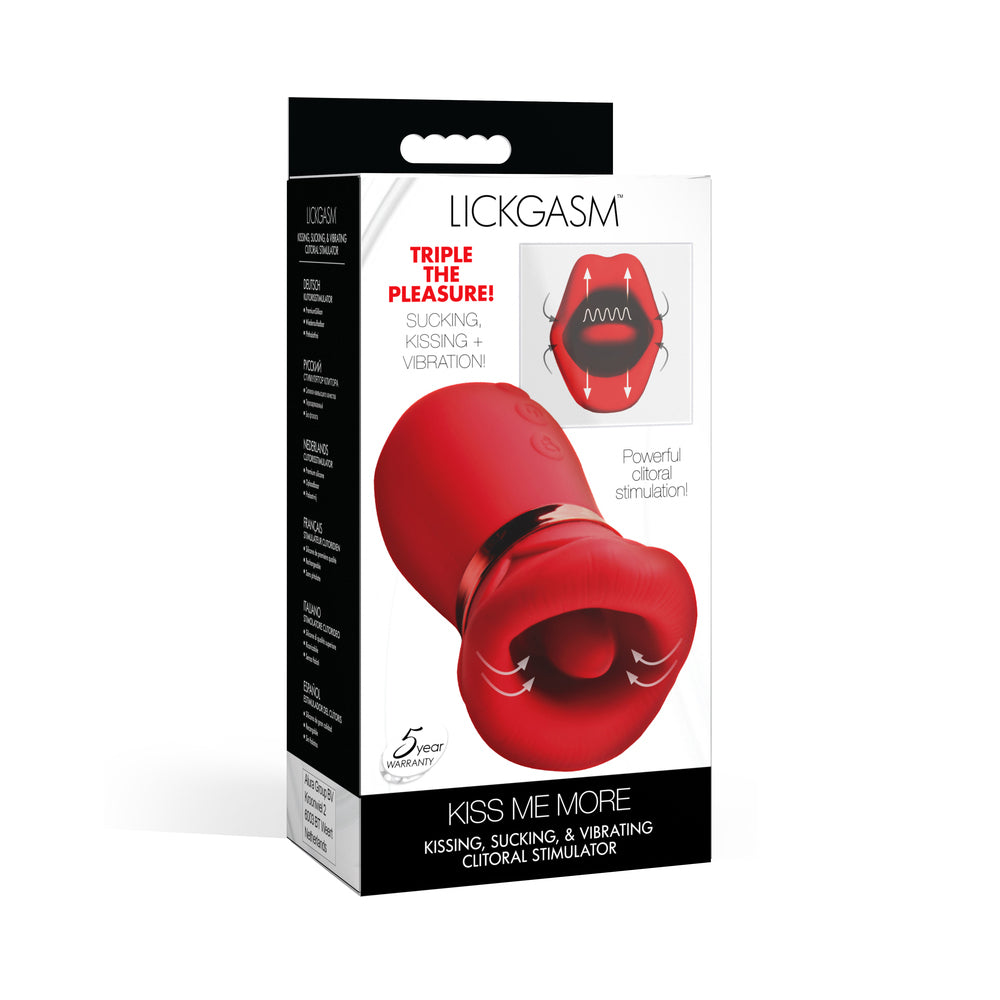XR Brands - Lickgasm Kiss Me More Kissing, Sucking, & Vibrating Clitoral Stimulator - Vibrators - Silicone