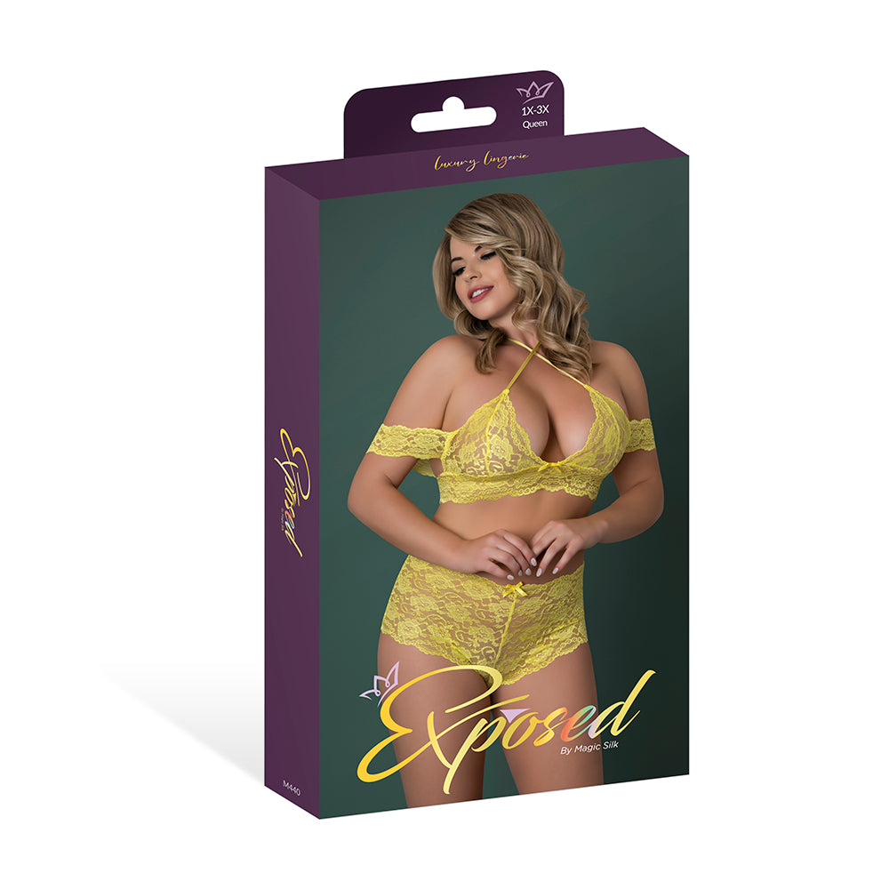 Magic Silk - Magic Silk Daffodil Dreams Bardot Sleeve Halter Top & Boy Short Set Yellow Queen Size - General