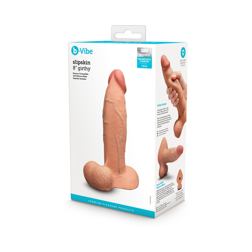 b-Vibe - b-Vibe Slipskin Realistic Silicone Dildo 8 in. Girthy Mocha - Dildos