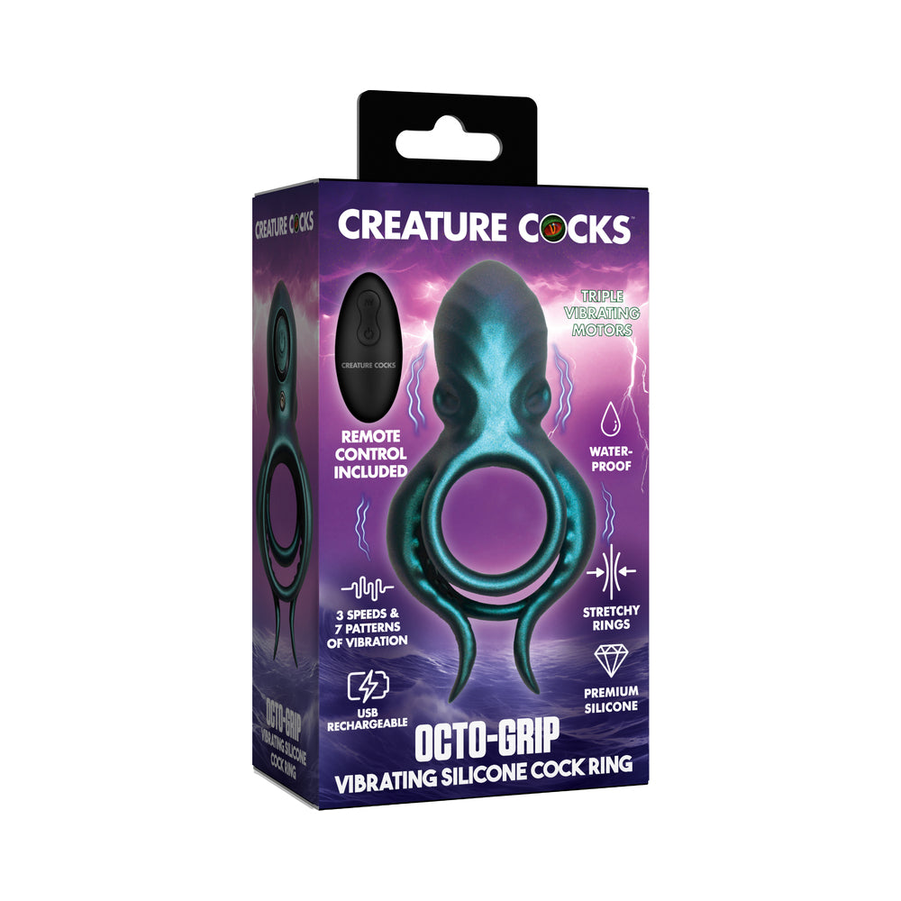 XR Brands - Creature Cocks Octo-Grip Vibrating Silicone Cock Ring - Cockrings - Silicone