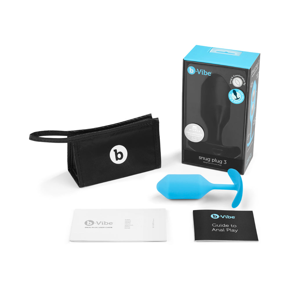 b-Vibe - b-Vibe Snug Plug 3 Weighted Silicone Anal Plug Teal - Anal Toys & Stimulators - Silicone