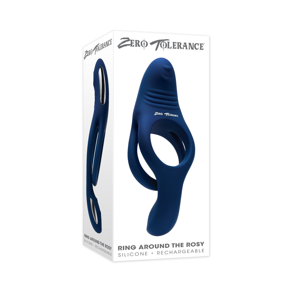 Zero Tolerance - Zero Tolerance Ring Around the Rosy Rechargeable Vibrating Dual C-Ring Silicone Blue - Anal Toys & Stimulators - Silicone