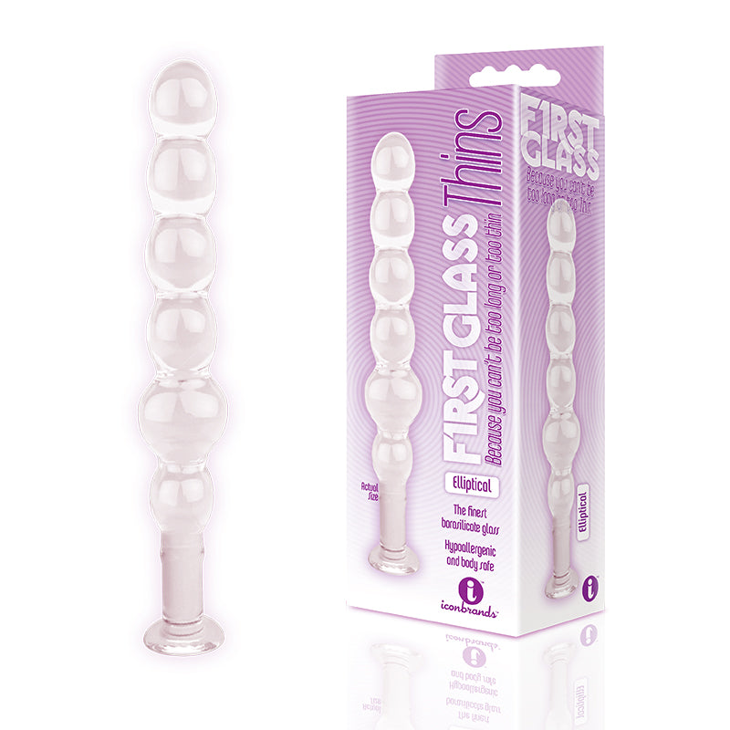 Icon Brands - The 9''s Glass Thins Elliptical Glass Plug - Anal Toys & Stimulators - Glass