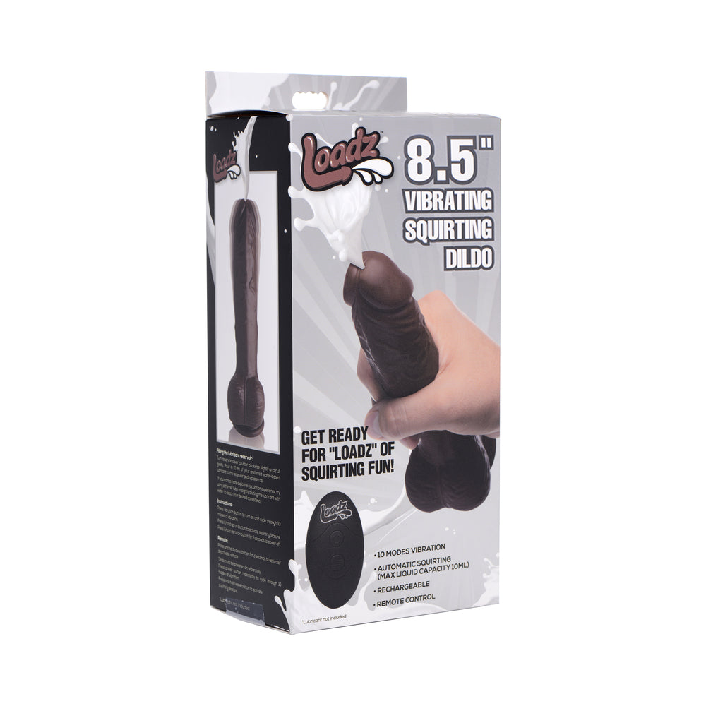 XR Brands - Loadz 8.5 in. Squirting Dildo Dark - Dildos - TPE/TPR/Elastomers