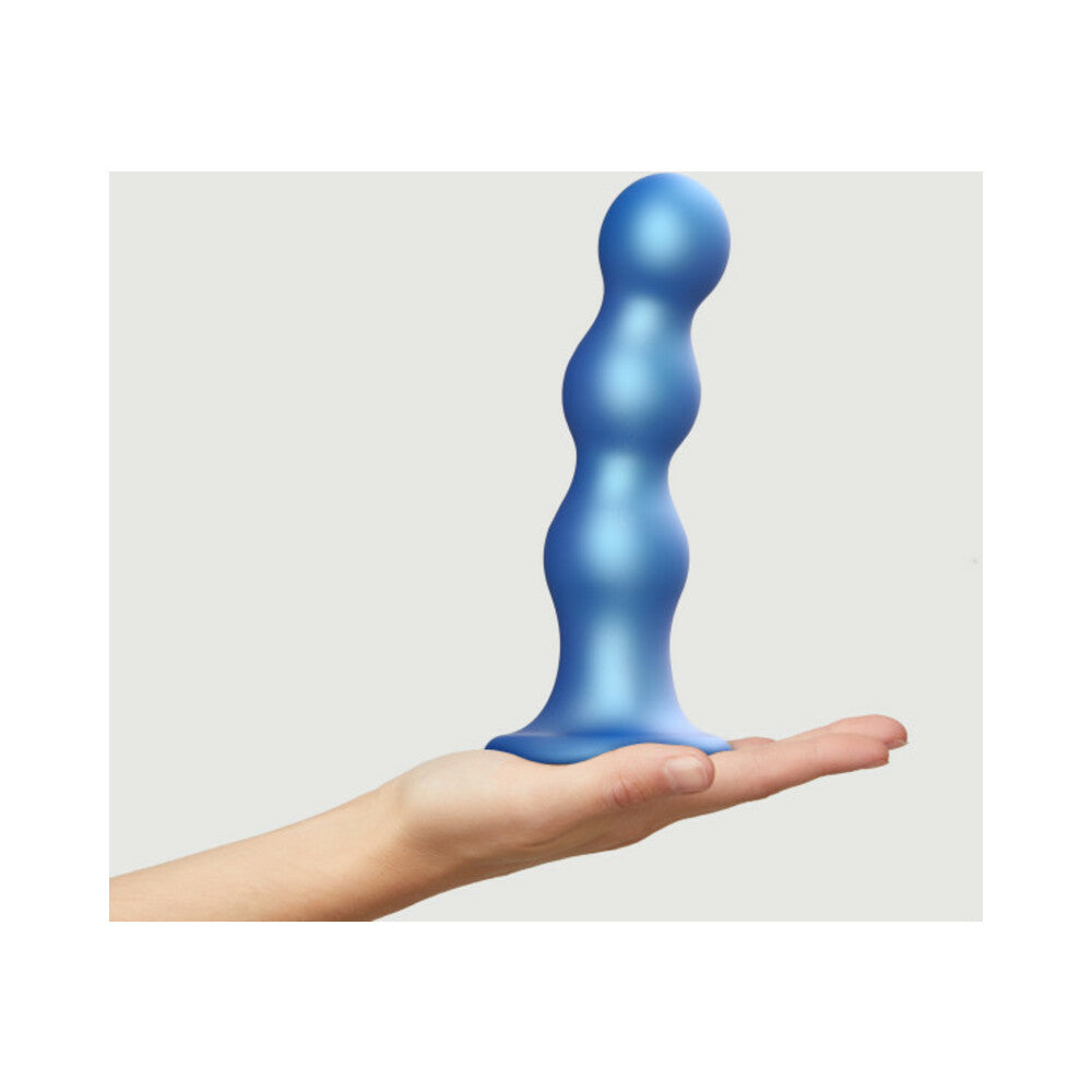 Lovely Planet - Strap-On-Me Hybrid Collection Silicone Dildo Plug Balls Metallic Blue X-Large - Anal Toys & Stimulators - Silicone