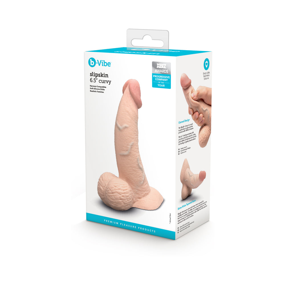 b-Vibe - b-Vibe Slipskin Realistic Silicone Dildo 6.5 in. Curved Cream - Dildos