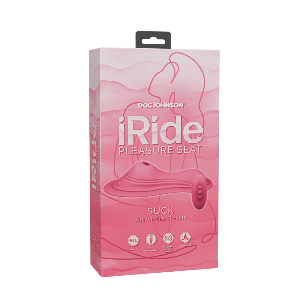 Doc Johnson - iRide Pleasure Seat Suck Rechargeable with Wireless Remote Dusty Pink - Vibrators - Silicone