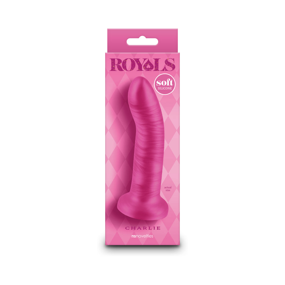 NS Novelties - Royals Charlie 5 in. Metallic Curved Dildo Pink - Dildos - Silicone