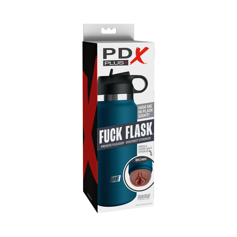 PDX Brands - PDX Plus Fuck Flask Private Pleaser Discreet Stroker Blue Bottle Brown - Masturbation Aids for Males - TPE/TPR/Elastomers