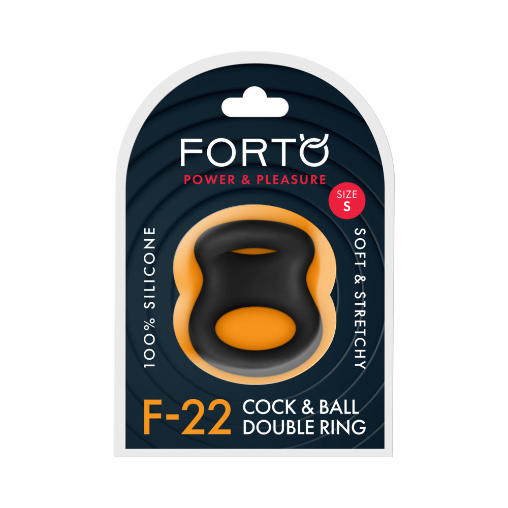 Forto - Forto F-22 Liquid Silicone Cock & Ball D-Ring Small Black - Cockrings - Silicone