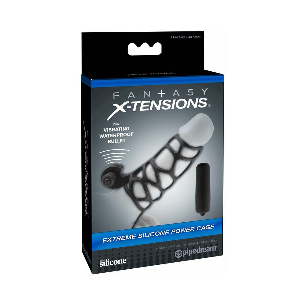Pipedream - Fantasy X-tensions Vibrating Extreme Silicone Power Cage Black - Vibrators - Silicone