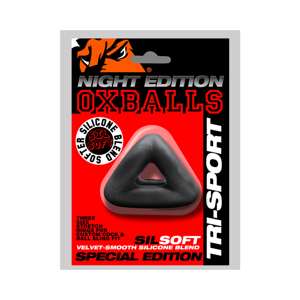 Oxballs - Oxballs Tri-Sport 3-Ring Cock & Ball Sling Special Edition Night - Cockrings - Silicone