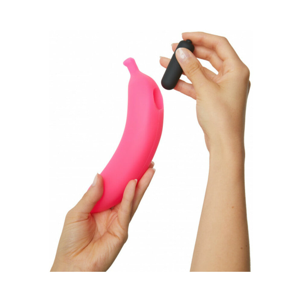 Lovely Planet - Love to Love Oh Oui Silicone Banana Vibrator Pink - Dildos - Silicone