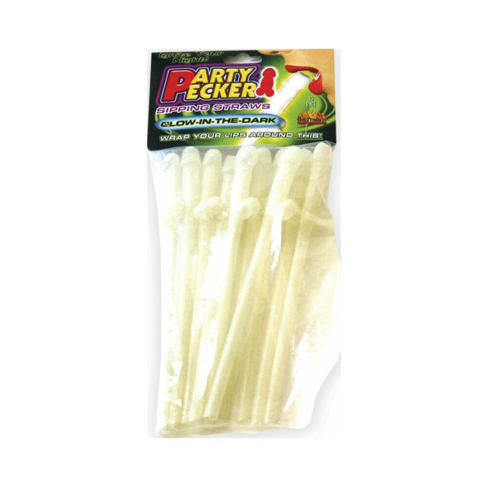 Hott Products - Party Pecker Sipping Straws (Glow) - Novelties & Games - Plastic