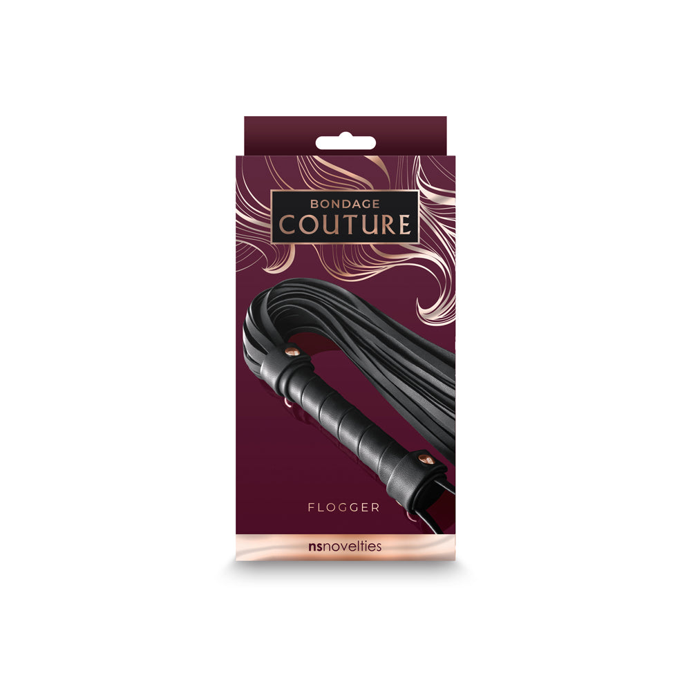 NS Novelties - Bondage Couture Flogger Black - Bondage & Fetish Toys - Faux Leather/Vegan Leather