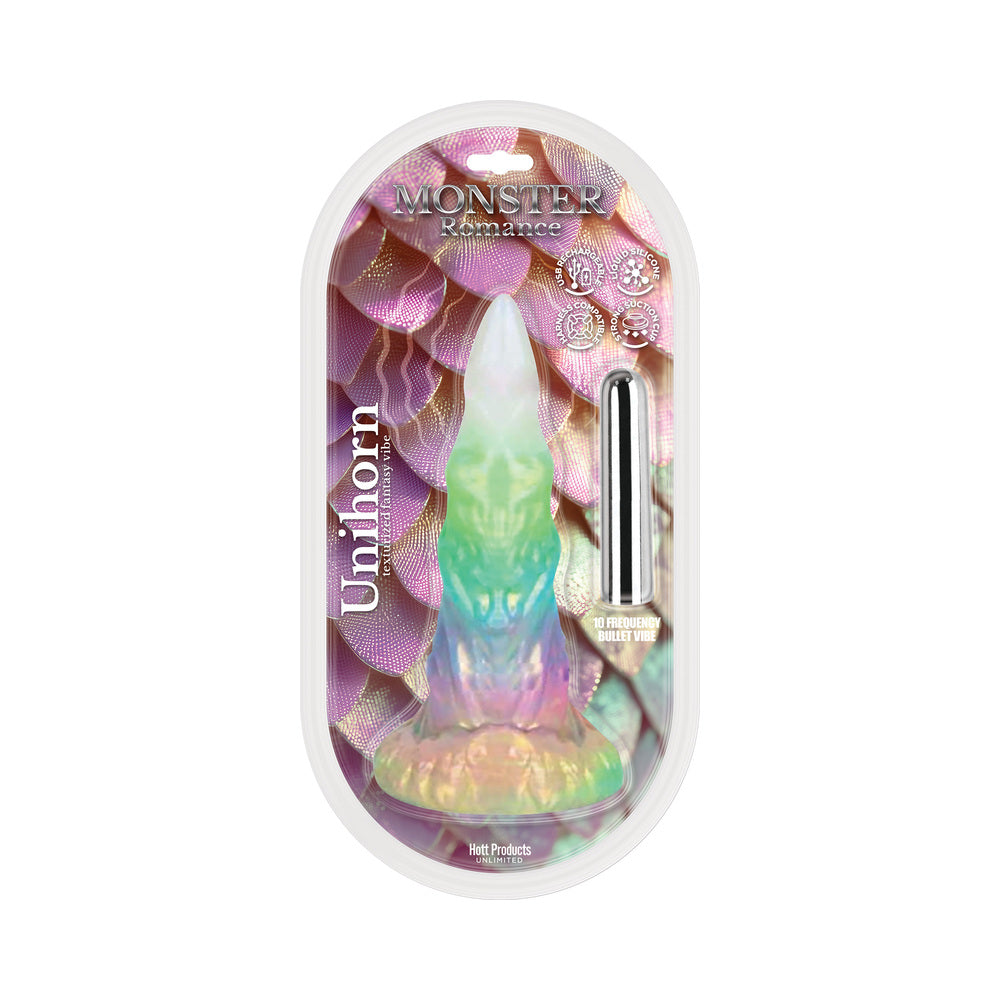 Hott Products - Monster Romance Unihorn Contoured Dildo with Multi-Speed Bullet - Dildos
