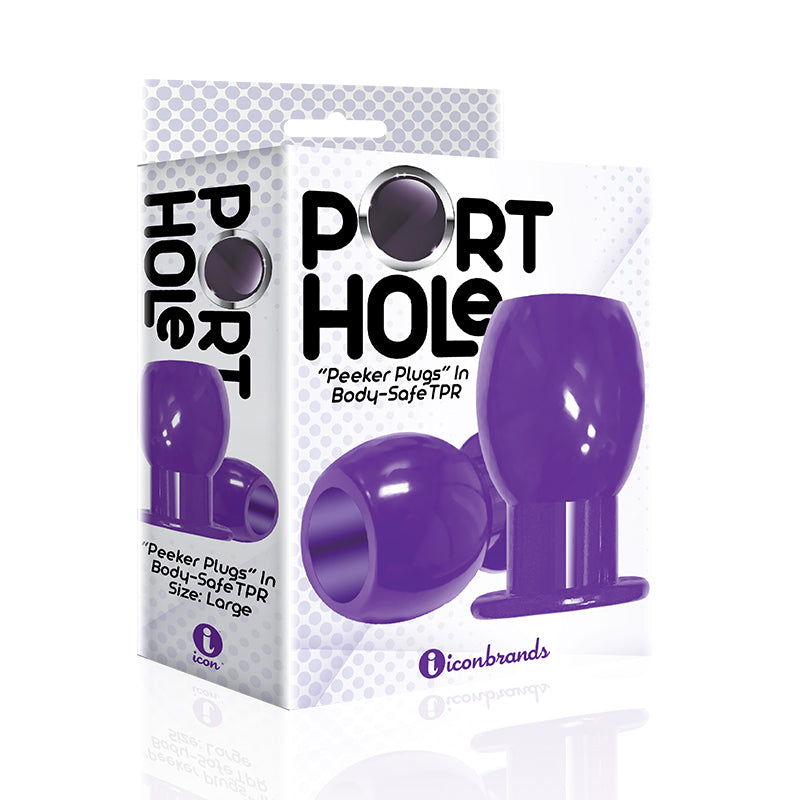Icon Brands - The 9''s Port Hole Hollow Butt Plug Purple - Anal Toys & Stimulators - TPE/TPR/Elastomers