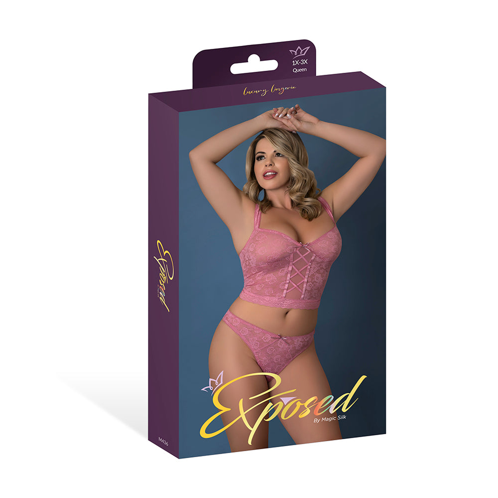 Magic Silk - Magic Silk Wisteria Mist Bustier Cami & Thong Set Pink Queen Size - General