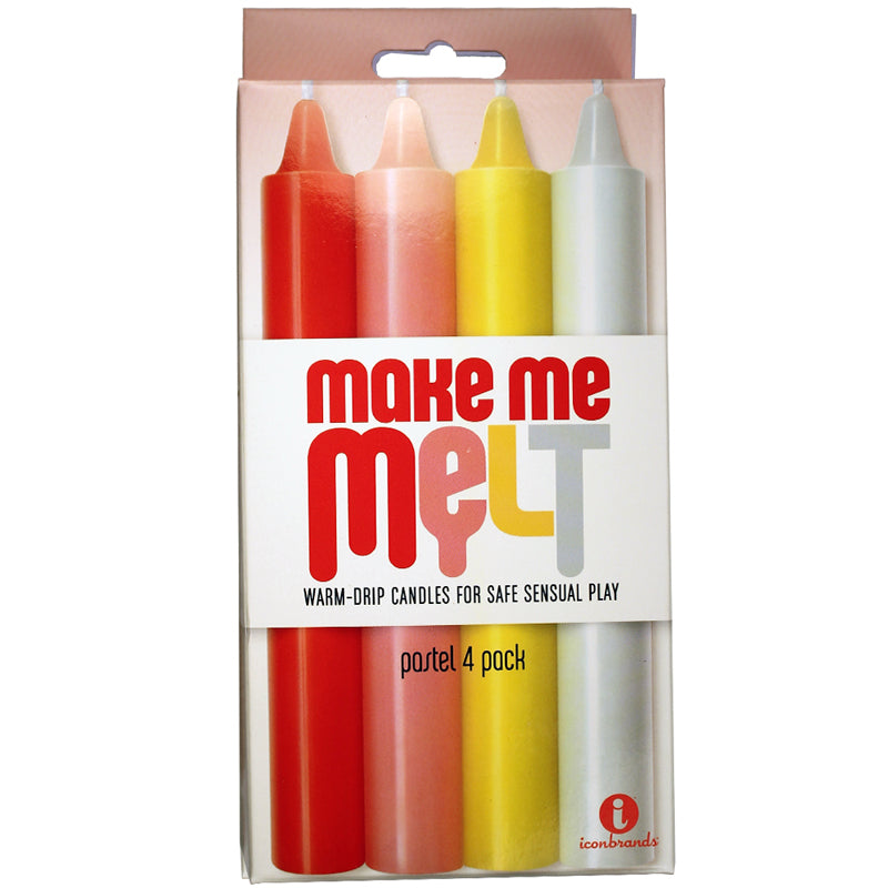 Icon Brands - The 9''s, Make Me Melt Sensual Warm-Drip Candles, 4 Pack, Pastel - General - Wax