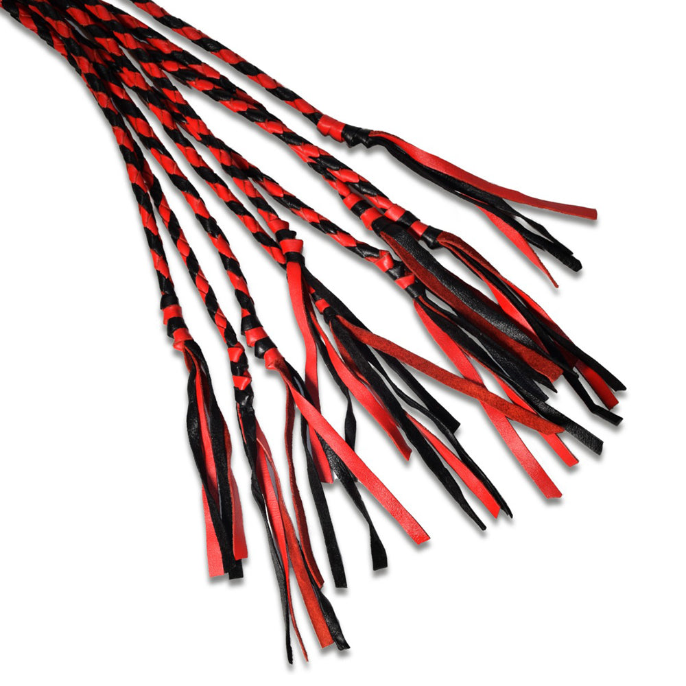Prowler RED - Prowler RED Long Handle Flogger Black/Red - Bondage & Fetish Toys - Leather