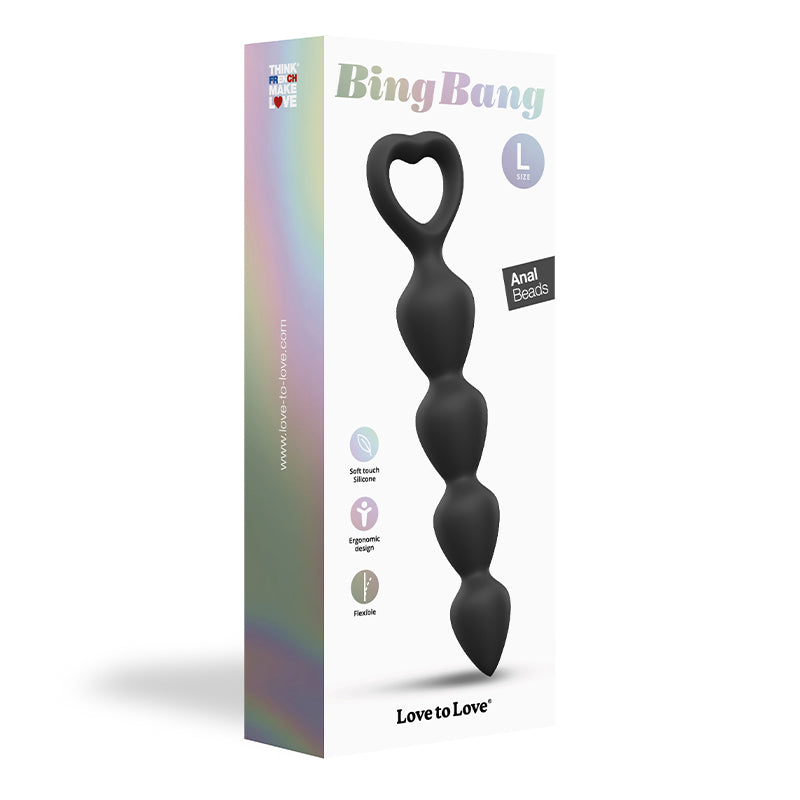 Lovely Planet - Love to Love Bing Bang Silicone Anal Beads Noir Large - Anal Toys & Stimulators - Silicone