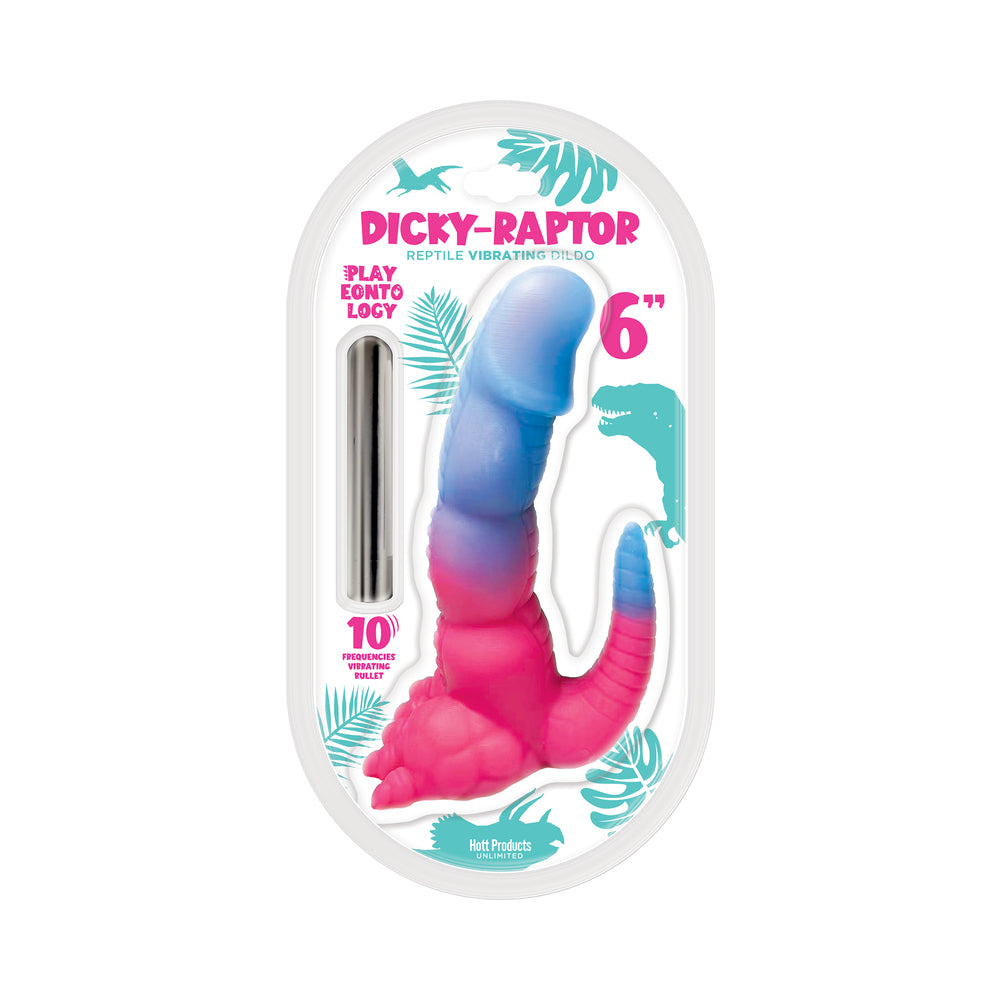 Hott Products - Playeontology Series Dicky Raptor Vibrating Silicone Dildo Multi-Speed 6 in. - Dildos - Silicone