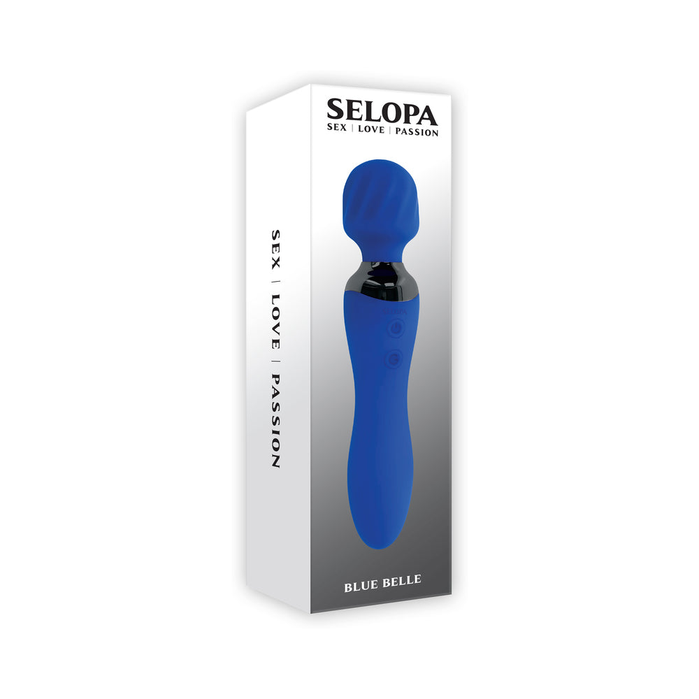Selopa - Selopa Blue Belle Rechargeable Dual-Ended Wand Vibrator Silicone Blue - Vibrators - Silicone