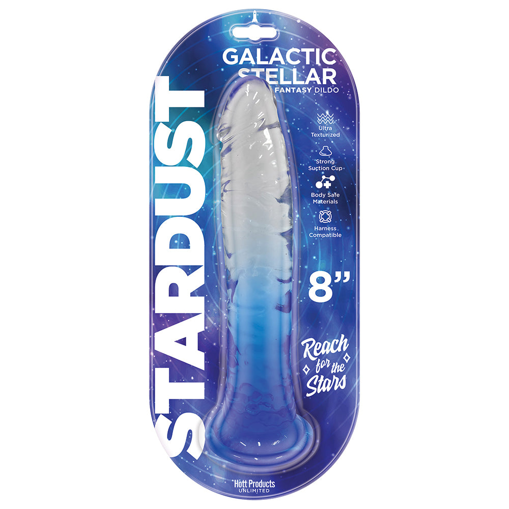 Hott Products - Stardust Galactic Stellar Textured 8 in. Jelly Fantasy Dildo Crystal Blue - Dildos - Jelly/Rubber