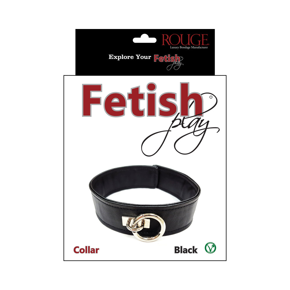 Rouge Garments - Rouge Fetish Play Vegan Collar Black - Bondage & Fetish Toys - Faux Leather/Vegan Leather