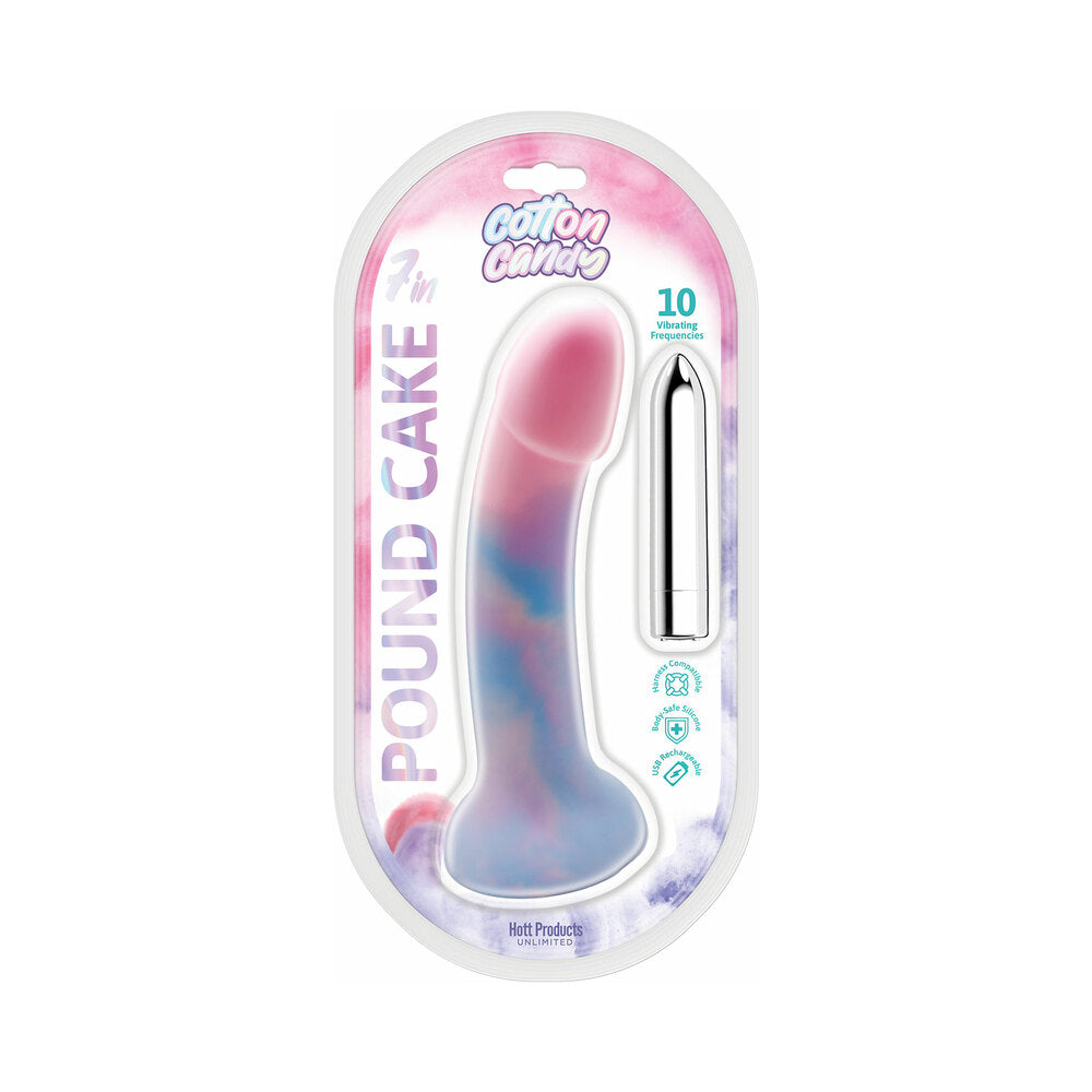 Hott Products - Cotton Candy Pound Cake Silicone Dildo 10 Frequencies 7.5 in. - Dildos - Silicone