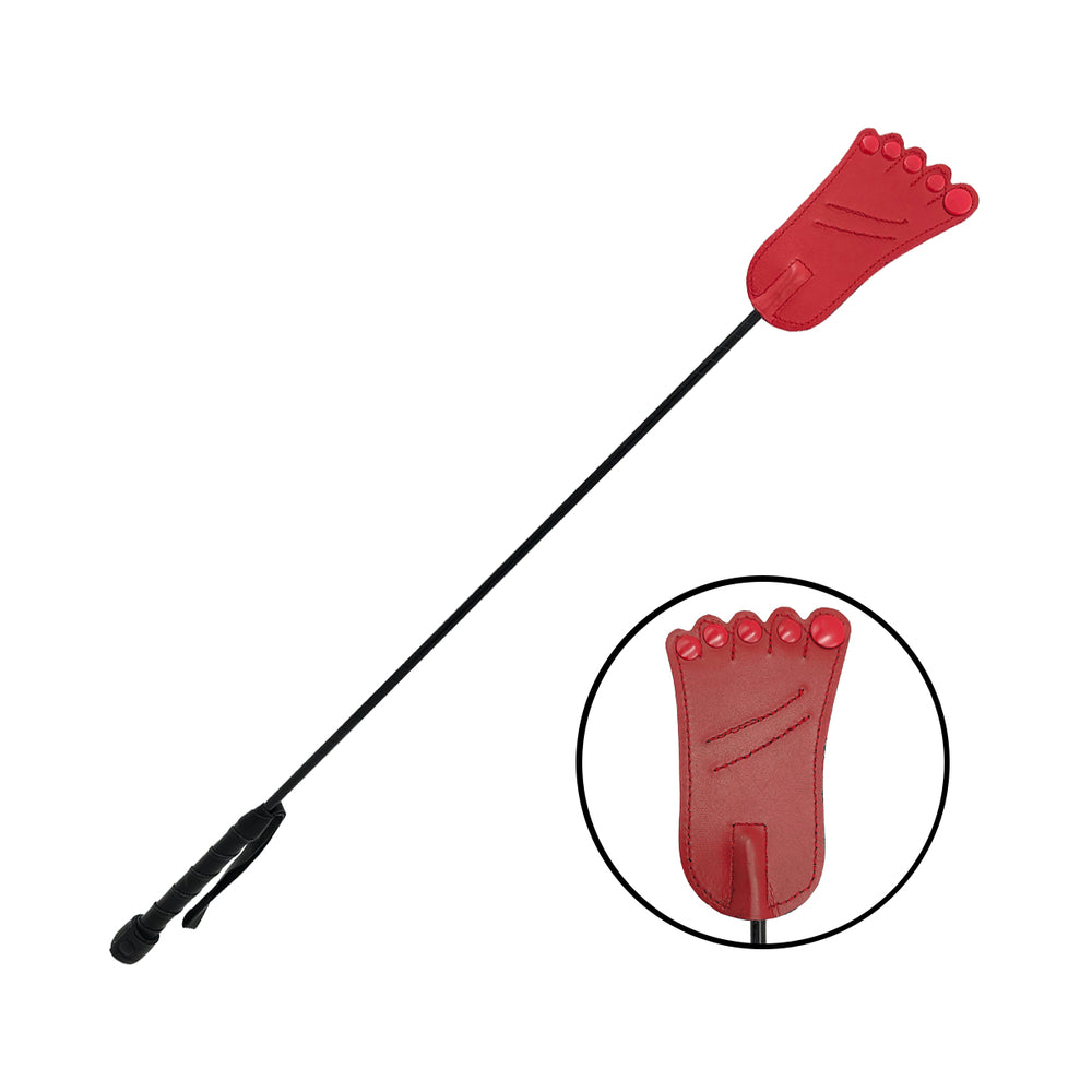 Rouge Garments - Rouge Leather Foot Riding Crop Red - Bondage & Fetish Toys - Leather