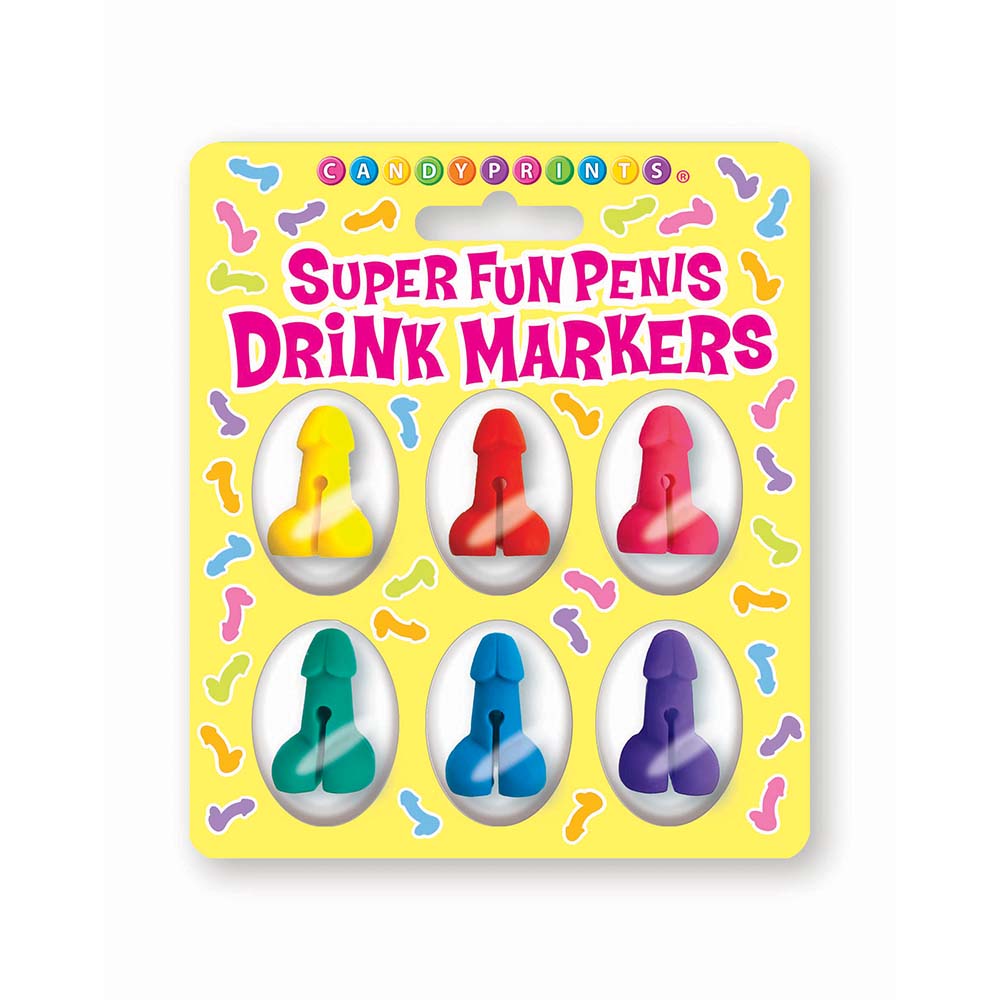 Little Genie - Super Fun Penis Drink Markers 6-Piece Set - Novelties & Games - Plastic