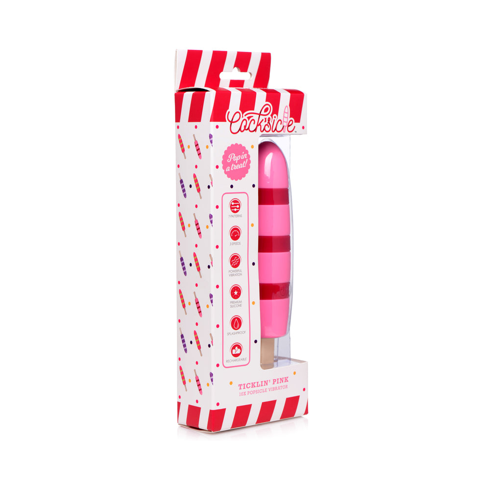 XR Brands - Cocksicle Ticklin'' Pink 10X Popsicle Vibrator - Vibrators - Silicone