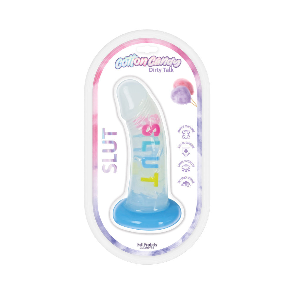 Hott Products - Cotton Candy Dirty Talk Slut 6 in. Silicone Dildo - Dildos - Silicone