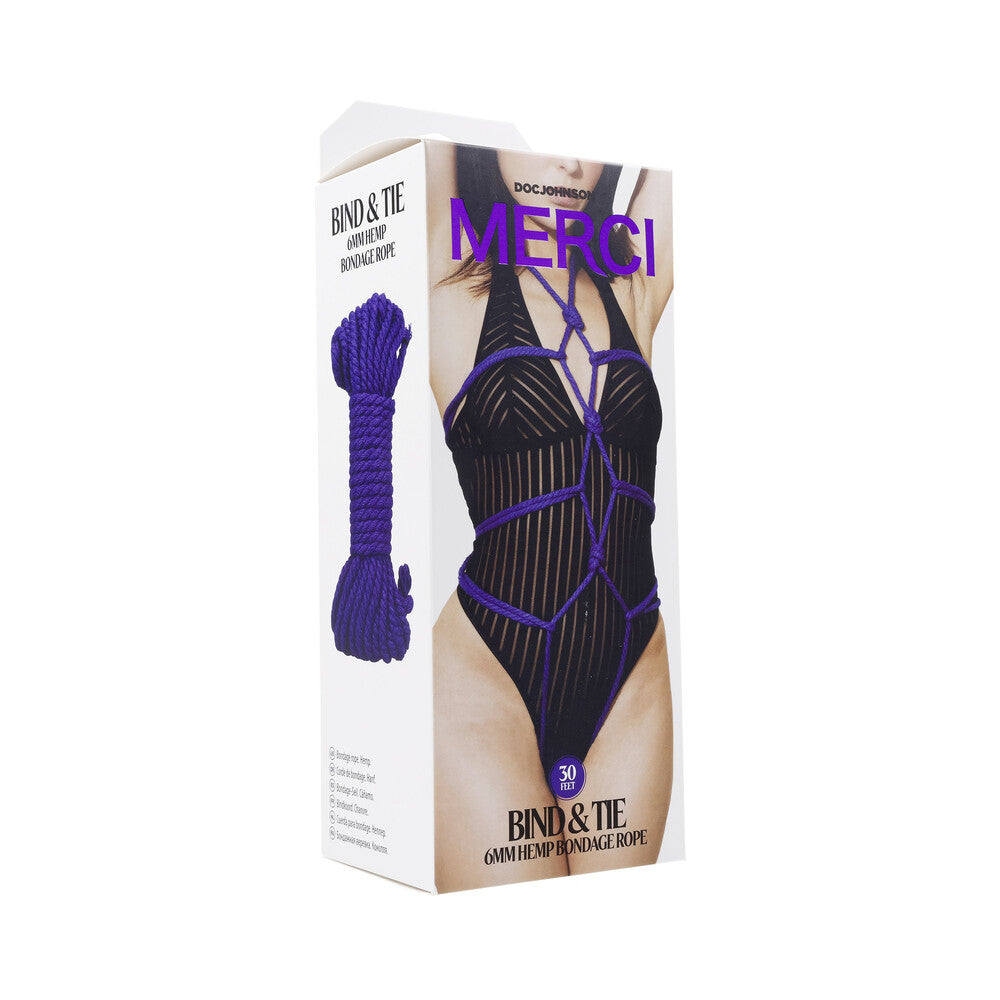 Doc Johnson - Merci Bind & Tie 6mm Hemp Bondage Rope 30 '' Violet - Bondage & Fetish Toys - Hemp