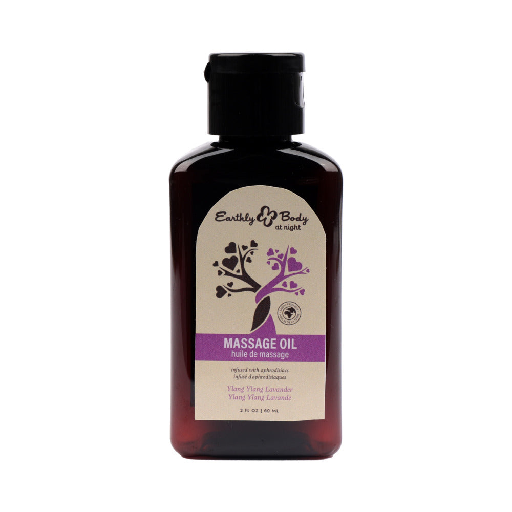 Earthly Body - Earthly Body At Night Aphrodisiac Massage Oil Ylang Ylang Lavender 2 oz. - Lubricants, Creams & Glides - Liquid