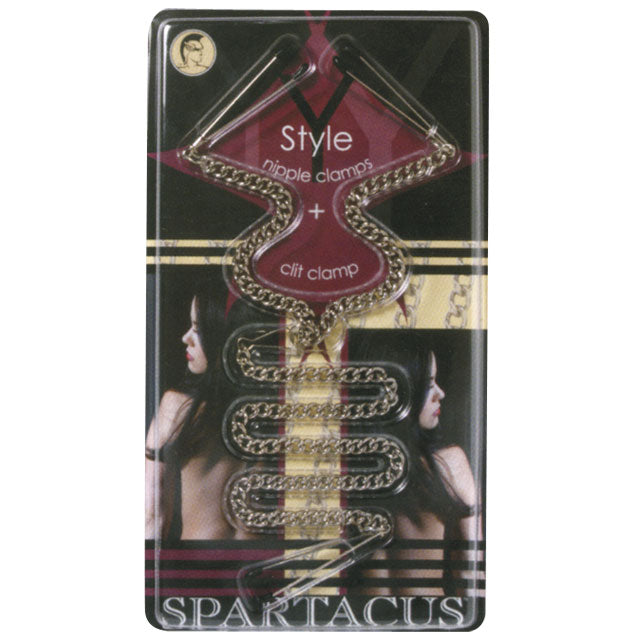 Spartacus - Tweezer Y Clamp Set Nipple And Clit Clamps - Bondage & Fetish Toys - Metal
